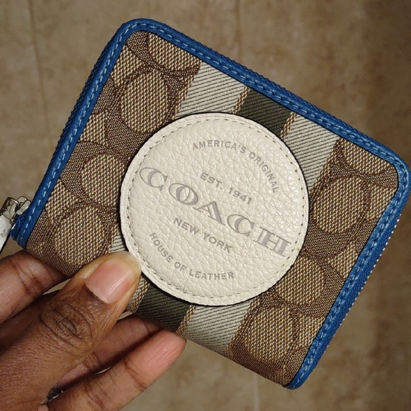 Coach Blue and Brown Leather Wallet - Picture 1 of 9